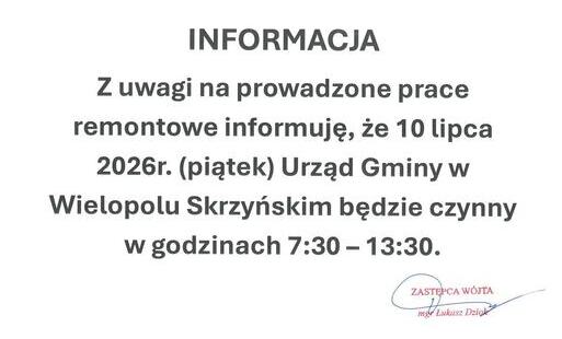 Zdjęcie do Skr&oacute;cony czas pracy Urzędu Gminy
